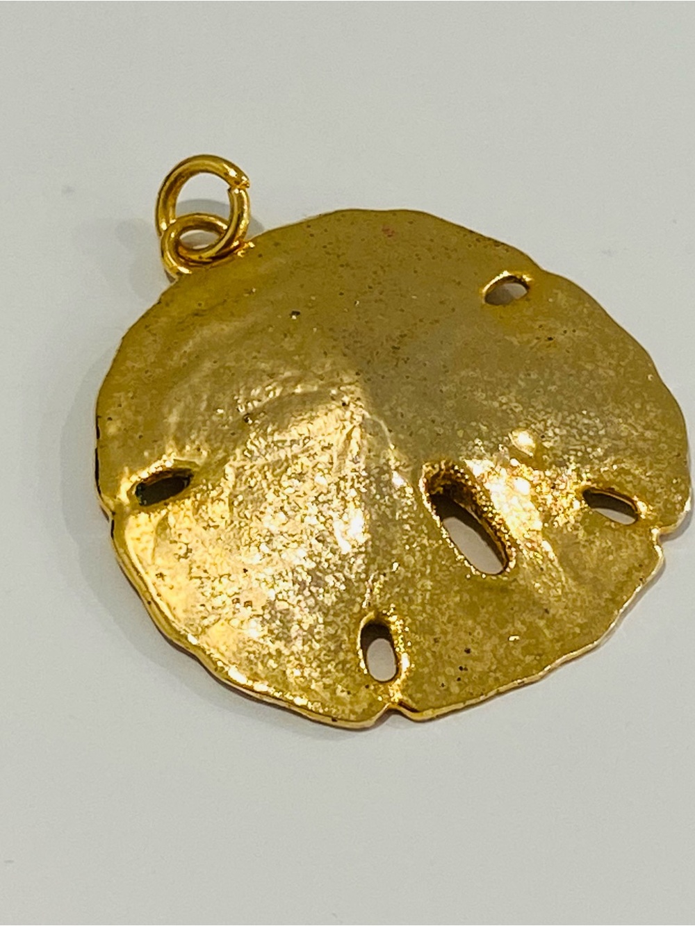 Vintage Gold Tone Sand Dollar Pendant Charm Beach Ocean Nautical Dipped